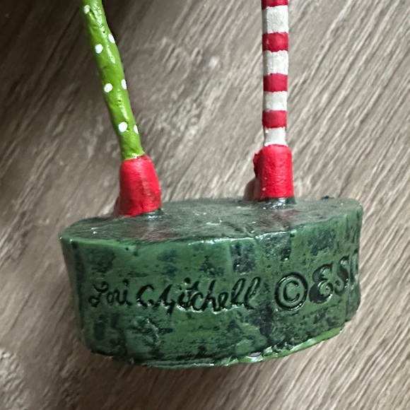 Whimsical Lori C. Mitchell Holiday Snowman with Red and Green Stripes - Picture 7 of 13